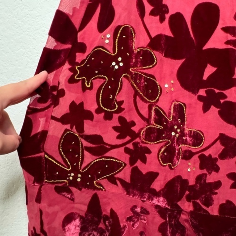 Soma Women's Silk Blend Red Wine Velvet Robe- Sz 0/1‎ (Small) - Picture 12 of 12